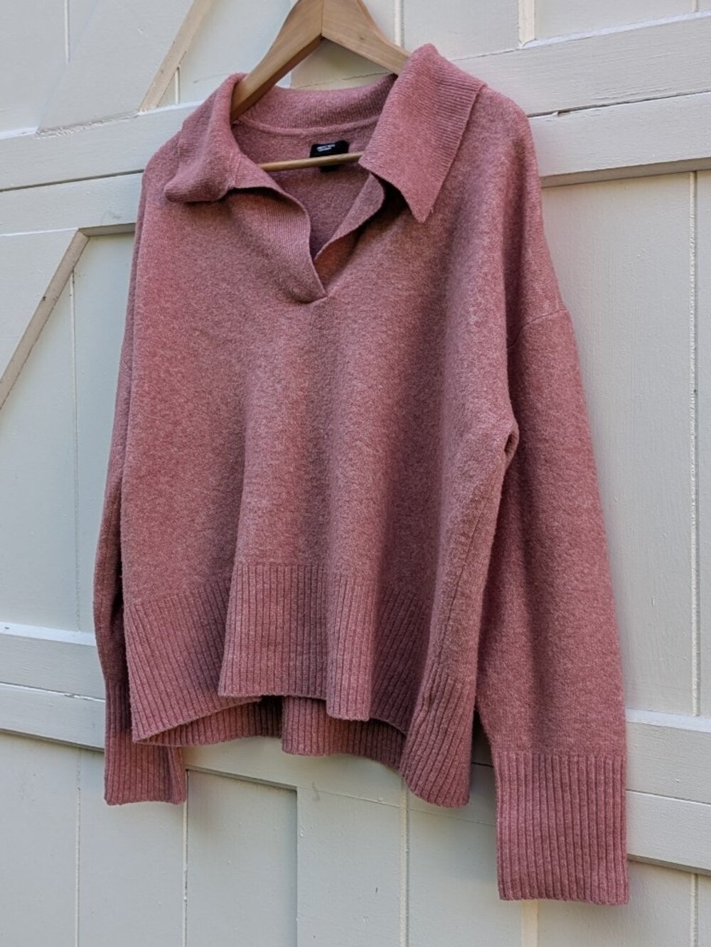 Simply Vera Vera Wang Dusty Rose Pink Cashmere Blend Johnny Collar Sweater XL
